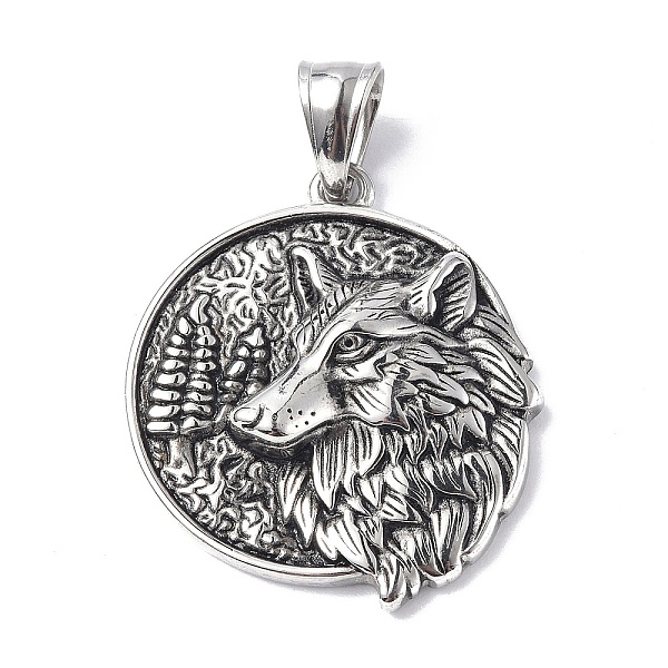 PandaHall 304 Stainless Steel Pendants, Flat Round with Wolf Charm, Antique Silver, 31x36x6.5mm, Hole: 9.5x5mm 304 Stainless Steel Flat...
PandaHall 304 Stainless Steel Pendants, Flat Round with Wolf Charm, Antique Silver, 31x36x6.5mm, Hole: 9.5x5mm 304 Stainless Steel Flat...