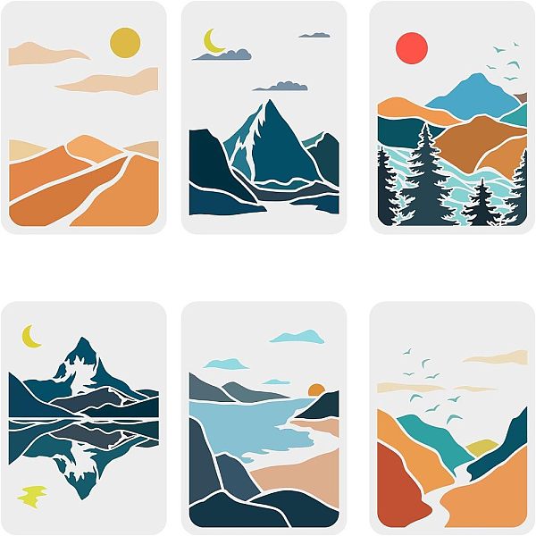 PandaHall FINGERINSPIRE 6 Pcs Mountains Landscape Stencil 29.7x21cm Mountains Stencils Template Plastic Moon Sun River Tree Stencils...
PandaHall FINGERINSPIRE 6 Pcs Mountains Landscape Stencil 29.7x21cm Mountains Stencils Template Plastic Moon Sun River Tree Stencils...