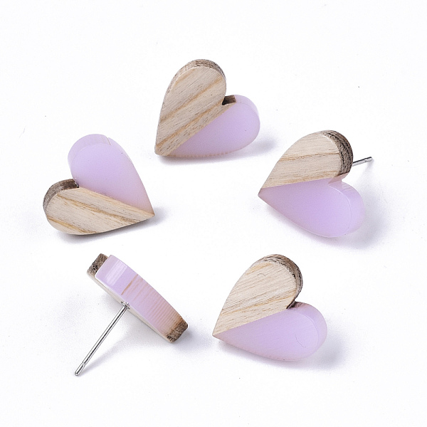 PandaHall Transparent Resin & Wood Stud Earrings, with 304 Stainless Steel Pin, Heart, Plum, 15x14~15mm, Pin: 0.7mm Resin Heart Purple
PandaHall Transparent Resin & Wood Stud Earrings, with 304 Stainless Steel Pin, Heart, Plum, 15x14~15mm, Pin: 0.7mm Resin Heart Purple