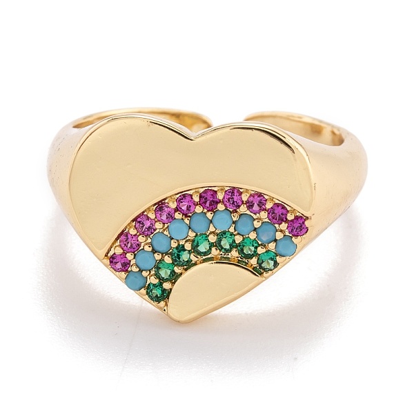 PandaHall Brass Micro Pave Cubic Zirconia Cuff Rings, Open Rings, Long-Lasting Plated, Heart, Colorful, Golden, US Size 8, Inner Diameter...
PandaHall Brass Micro Pave Cubic Zirconia Cuff Rings, Open Rings, Long-Lasting Plated, Heart, Colorful, Golden, US Size 8, Inner Diameter...