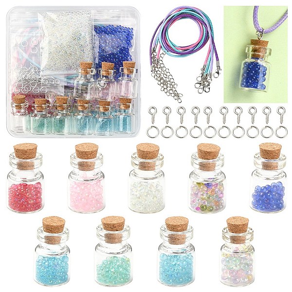 PandaHall DIY Wish Bottle Necklace Making Kit, Including Glass Bubble Beads & Jar Bottles, Waxed Cord Necklace Making, Iron Screw Eye Pin..., Multicolor
PandaHall DIY Wish Bottle Necklace Making Kit, Including Glass Bubble Beads & Jar Bottles, Waxed Cord Necklace Making, Iron Screw Eye Pin..., Multicolor