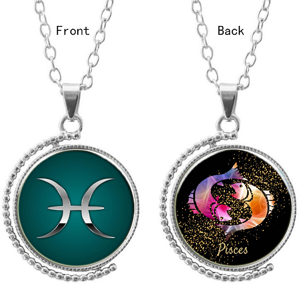 PandaHall Double-sided Picture Glass Rotatable Pendant Necklaces, with Alloy Chains, Flat Round with Pisces, Silver Color Plated, 18.5 inch..., Multicolor
PandaHall Double-sided Picture Glass Rotatable Pendant Necklaces, with Alloy Chains, Flat Round with Pisces, Silver Color Plated, 18.5 inch..., Multicolor