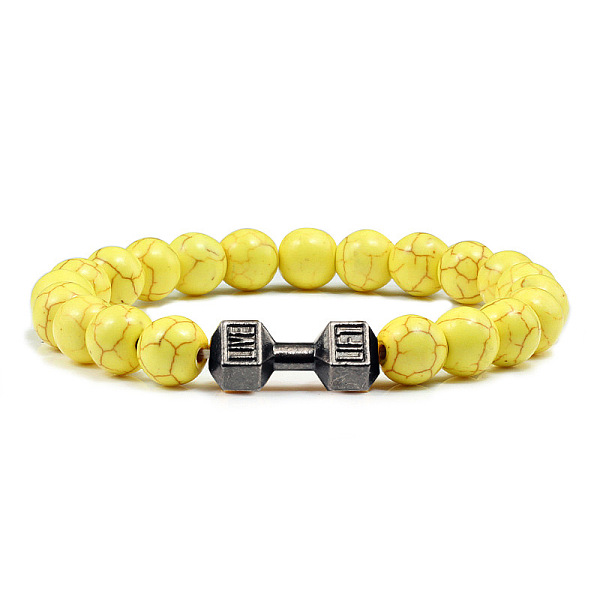 PandaHall Blue turquoise alloy dumbbell jewelry bracelet for men's high-end and versatile accessories Natural Gemstone
PandaHall Blue turquoise alloy dumbbell jewelry bracelet for men's high-end and versatile accessories Natural Gemstone