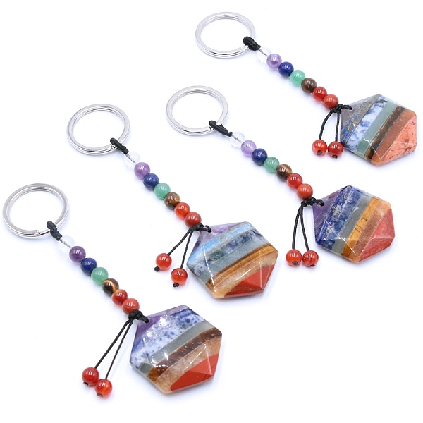 PandaHall 7 Chakra Gemstone Pendant Keychain, with Platinum Tone Alloy Key Rings, Star of David, 12.5~13cm Mixed Stone Star
PandaHall 7 Chakra Gemstone Pendant Keychain, with Platinum Tone Alloy Key Rings, Star of David, 12.5~13cm Mixed Stone Star