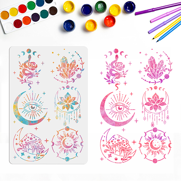 PandaHall MAYJOYDIY Moon Phase Stencils Cresent Moon Star Templates Stencils 15.7×23.6inch Crystal Moon Snake Flower Eye Mushroom Sun Lotus...
PandaHall MAYJOYDIY Moon Phase Stencils Cresent Moon Star Templates Stencils 15.7×23.6inch Crystal Moon Snake Flower Eye Mushroom Sun Lotus...