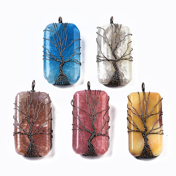 PandaHall Natural Crackle Agate Big Pendants, Red Copper Copper Wire Wrapped Pendants, Dyed, Rectangle, Mixed Color, 65~69x29~32x14~16mm..., Multicolor
PandaHall Natural Crackle Agate Big Pendants, Red Copper Copper Wire Wrapped Pendants, Dyed, Rectangle, Mixed Color, 65~69x29~32x14~16mm..., Multicolor