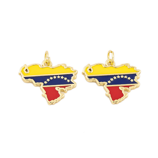 PandaHall Rack Plating Brass Enamel Pendants, with Jump Ring, Cadmium Free & Lead Free, Long-Lasting Plated, Venezuela Map Flag Charm, Real...
PandaHall Rack Plating Brass Enamel Pendants, with Jump Ring, Cadmium Free & Lead Free, Long-Lasting Plated, Venezuela Map Flag Charm, Real...