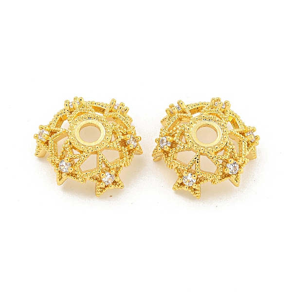 PandaHall Brass Micro Pave Cubic Zirconia Beads Caps, 6-Petal Flower, Real 18K Gold Plated, 16.5x15x6.5mm, Hole: 3.1mm Brass+Cubic Zirconia
PandaHall Brass Micro Pave Cubic Zirconia Beads Caps, 6-Petal Flower, Real 18K Gold Plated, 16.5x15x6.5mm, Hole: 3.1mm Brass+Cubic Zirconia