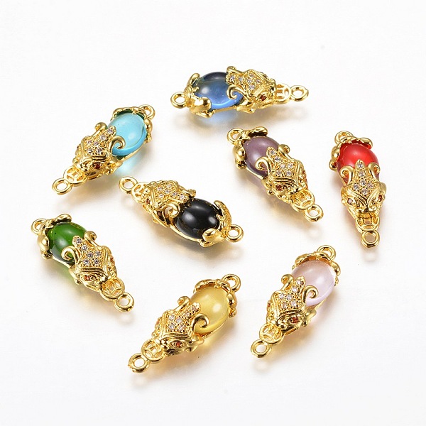 PandaHall Golden Tone Brass Links connectors, with Glass and Cubic Zirconia, Pi Xiu, Mixed Color, 27x9x7mm, Hole: 1mm Glass Other Animal..., Multicolor
PandaHall Golden Tone Brass Links connectors, with Glass and Cubic Zirconia, Pi Xiu, Mixed Color, 27x9x7mm, Hole: 1mm Glass Other Animal..., Multicolor