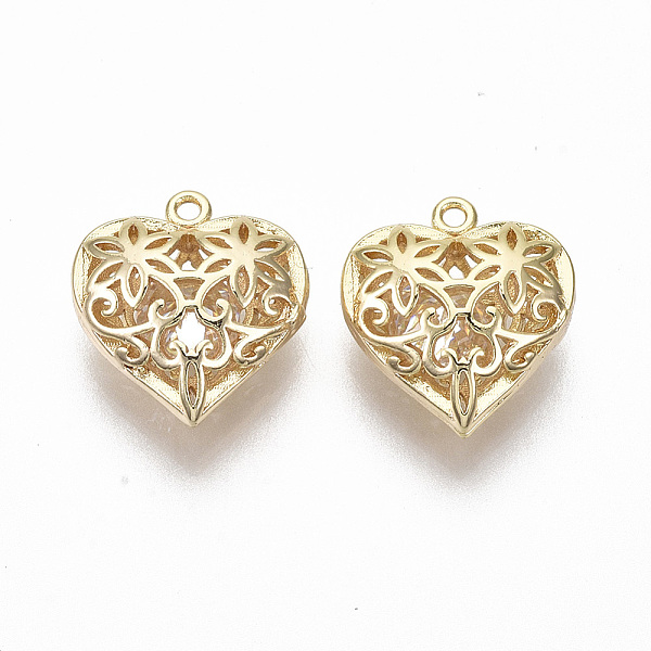 PandaHall Brass Charms, with Cubic Zirconia inside, Hollow, Nickel Free, Heart, Real 18K Gold Plated, Clear, 15x13.5x6.5mm, Hole: 1.2mm...
PandaHall Brass Charms, with Cubic Zirconia inside, Hollow, Nickel Free, Heart, Real 18K Gold Plated, Clear, 15x13.5x6.5mm, Hole: 1.2mm...