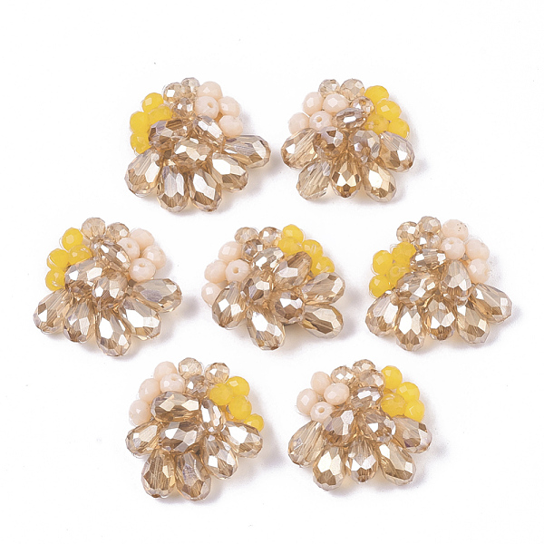 PandaHall Handmade Woven Glass Cabochons, with Faceted Glass Beads and Light Gold Plated Brass Perforated Disc Settings, Flower, PeachPuff..., Brown
PandaHall Handmade Woven Glass Cabochons, with Faceted Glass Beads and Light Gold Plated Brass Perforated Disc Settings, Flower, PeachPuff..., Brown