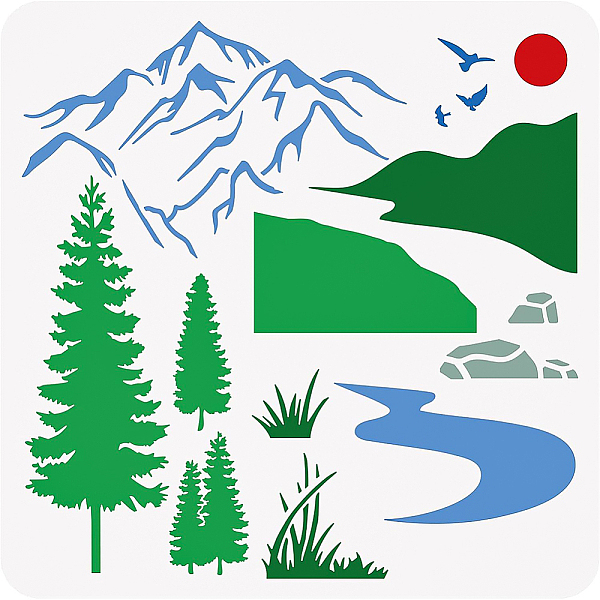 PandaHall BENECREAT Mountain Scene Stencil, 30x30cm River Sun Pine Tree Landscape Pattern Painting Templates for Scrapbooking, Fabric, Floor...
PandaHall BENECREAT Mountain Scene Stencil, 30x30cm River Sun Pine Tree Landscape Pattern Painting Templates for Scrapbooking, Fabric, Floor...
