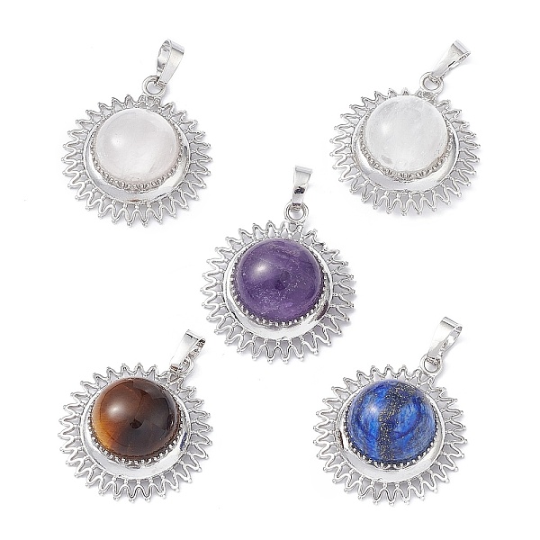 PandaHall Natural & Synthetic Mixed Gemstone Pendants, Sun Charms, with Platinum Tone Brass Findings, Half Round, 31x27.5x12mm, Hole: 7x5mm...
PandaHall Natural & Synthetic Mixed Gemstone Pendants, Sun Charms, with Platinum Tone Brass Findings, Half Round, 31x27.5x12mm, Hole: 7x5mm...