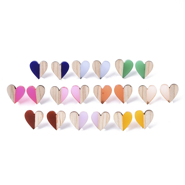 PandaHall Resin & Wood Stud Earrings, with 304 Stainless Steel Pin, Heart, Mixed Color, 15x14~15mm, Pin: 0.7mm Resin Heart Multicolor
PandaHall Resin & Wood Stud Earrings, with 304 Stainless Steel Pin, Heart, Mixed Color, 15x14~15mm, Pin: 0.7mm Resin Heart Multicolor