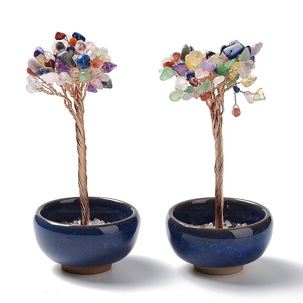 PandaHall Undyed Natural Gemstone Chips Tree of Life Display Decorations, with Random Color Porcelain Bowls, Copper Wire Wrapped Feng Shui...
PandaHall Undyed Natural Gemstone Chips Tree of Life Display Decorations, with Random Color Porcelain Bowls, Copper Wire Wrapped Feng Shui...