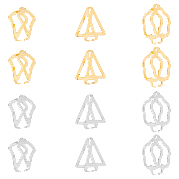 PandaHall Unicraftale 12Pcs 6 Style 304 Stainless Steel Snap On Bails, Fan & Plum Blossom & Triangle, Golden & Stainless Steel Color...
PandaHall Unicraftale 12Pcs 6 Style 304 Stainless Steel Snap On Bails, Fan & Plum Blossom & Triangle, Golden & Stainless Steel Color...