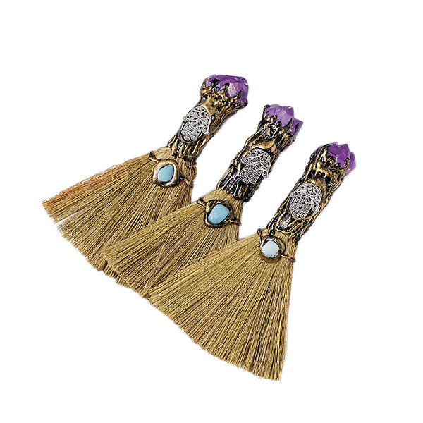 PandaHall Natural Amethyst Magic Broom, Mini Witch Broom, Reiki Stone For Cleansing Healing Fengshui, for Home Halloween Decor, 150~160mm...
PandaHall Natural Amethyst Magic Broom, Mini Witch Broom, Reiki Stone For Cleansing Healing Fengshui, for Home Halloween Decor, 150~160mm...