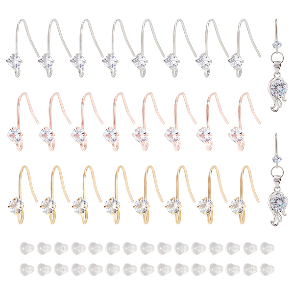 PandaHall BENECREAT 24Pcs 3 Colors Brass Micro Pave Clear Cubic Zirconia Earring Hooks, with Horizontal Loops, with 30Pcs Plastic Ear Nuts...
PandaHall BENECREAT 24Pcs 3 Colors Brass Micro Pave Clear Cubic Zirconia Earring Hooks, with Horizontal Loops, with 30Pcs Plastic Ear Nuts...
