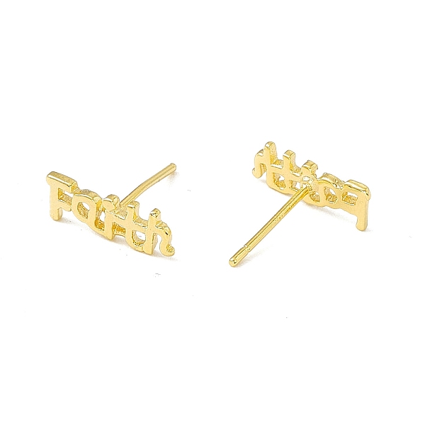 PandaHall Brass Word Faith Stud Earrings for Women, Cadmium Free & Lead Free, Real 24K Gold Plated, 4.5x12mm, Pin: 0.7mm Brass Word
PandaHall Brass Word Faith Stud Earrings for Women, Cadmium Free & Lead Free, Real 24K Gold Plated, 4.5x12mm, Pin: 0.7mm Brass Word