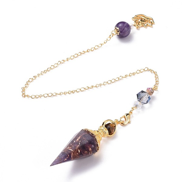 PandaHall Resin Hexagonal Pointed Dowsing Pendulums(Brass Finding and Gemstone Inside), with Brass Chain, Chakra, Faceted, Cone, Golden...
PandaHall Resin Hexagonal Pointed Dowsing Pendulums(Brass Finding and Gemstone Inside), with Brass Chain, Chakra, Faceted, Cone, Golden...