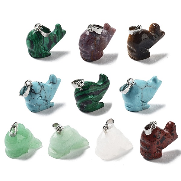 PandaHall Natural & Synthetic Mixed Gemstone Pendants, Whale Charms with Platinum Plated Metal Snap on Bails, Mixed Dyed and Undyed...
PandaHall Natural & Synthetic Mixed Gemstone Pendants, Whale Charms with Platinum Plated Metal Snap on Bails, Mixed Dyed and Undyed...