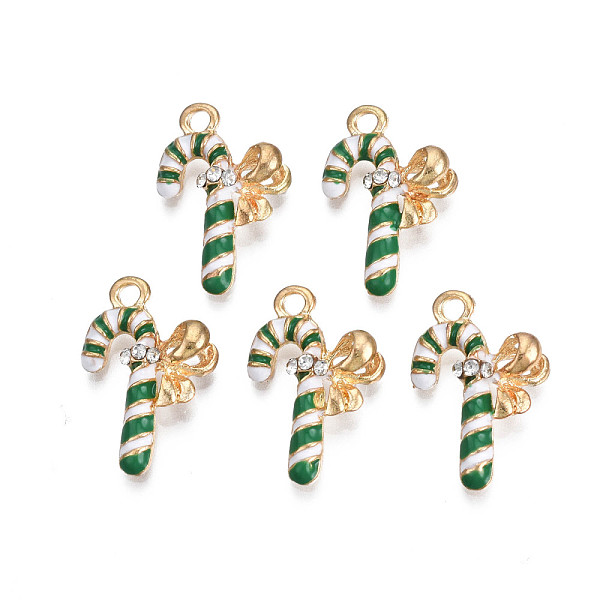 PandaHall Rack Plating Alloy Enamel Pendants, with Crystal Rhinestone, Cadmium Free & Nickel Free & Lead Free, Light Gold, Christmas Candy..., Green
PandaHall Rack Plating Alloy Enamel Pendants, with Crystal Rhinestone, Cadmium Free & Nickel Free & Lead Free, Light Gold, Christmas Candy..., Green