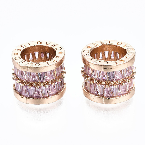 PandaHall Brass Micro Pave Cubic Zirconia Beads, Light Gold, for Valentine's Day, Column with Word Beloved, Pearl Pink, 12x10mm, Hole: 8mm...
PandaHall Brass Micro Pave Cubic Zirconia Beads, Light Gold, for Valentine's Day, Column with Word Beloved, Pearl Pink, 12x10mm, Hole: 8mm...
