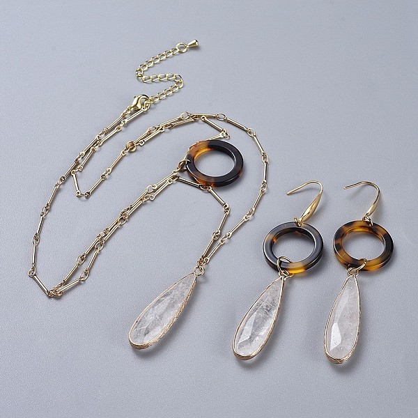PandaHall Natural Quartz Crystal Pendants Necklaces and Dangle Earrings Jewelry Sets, with Cellulose Acetate(Resin) Rings, 316 Surgical...
PandaHall Natural Quartz Crystal Pendants Necklaces and Dangle Earrings Jewelry Sets, with Cellulose Acetate(Resin) Rings, 316 Surgical...