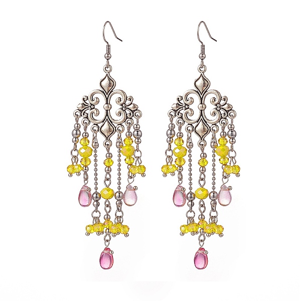 PandaHall Glass Teardrop Tassel Chandelier Earrings, 316 Surgical Stainless Steel Long Drop Earrings for Women, Yellow Green, 104mm, Pin...
PandaHall Glass Teardrop Tassel Chandelier Earrings, 316 Surgical Stainless Steel Long Drop Earrings for Women, Yellow Green, 104mm, Pin...