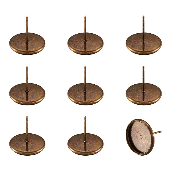 PandaHall Brass Ear Studs Settings, Antique Bronze, Tray: 12mm, 12mm, Pin: 1mm Brass Round
PandaHall Brass Ear Studs Settings, Antique Bronze, Tray: 12mm, 12mm, Pin: 1mm Brass Round