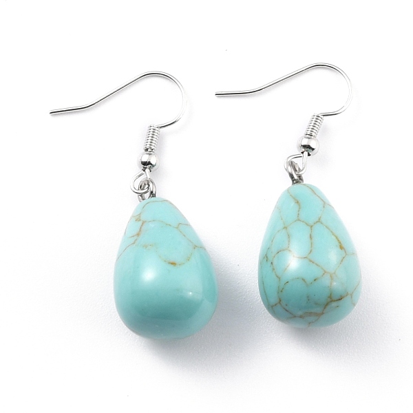 PandaHall Synthetic Turquoise Dangle Earrings, with Brass Earring Hooks, Drop, Platinum, 43mm, Pin: 0.5mm Synthetic Turquoise
PandaHall Synthetic Turquoise Dangle Earrings, with Brass Earring Hooks, Drop, Platinum, 43mm, Pin: 0.5mm Synthetic Turquoise