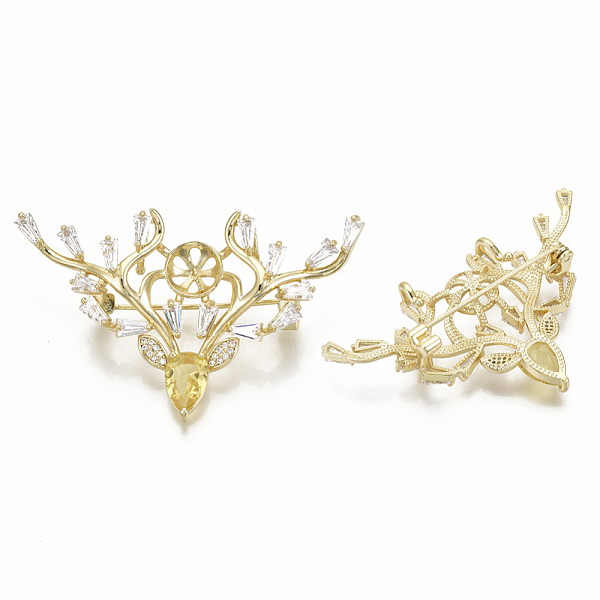 PandaHall Brass Micro Pave Cubic Zirconia Brooch Findings, For Half Drilled Beads, Christmas Reindeer/Stag, Nickel Free, Real 18K Gold..., Clear
PandaHall Brass Micro Pave Cubic Zirconia Brooch Findings, For Half Drilled Beads, Christmas Reindeer/Stag, Nickel Free, Real 18K Gold..., Clear