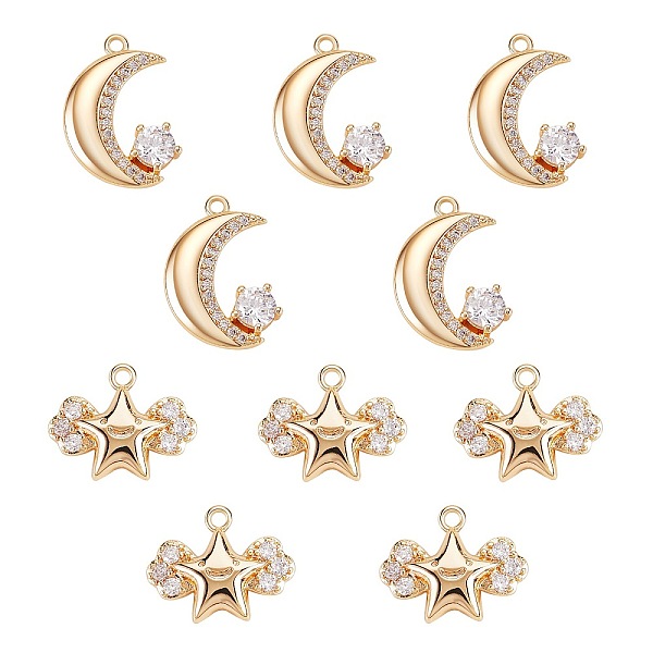 PandaHall 10Pcs 2 Style Brass Micro Pave Cubic Zirconia Pendants, Star & Moon, Real 18K Gold Plated, 12x15x3mm, Hole: 1.4mm and 16x11x3mm..., Clear
PandaHall 10Pcs 2 Style Brass Micro Pave Cubic Zirconia Pendants, Star & Moon, Real 18K Gold Plated, 12x15x3mm, Hole: 1.4mm and 16x11x3mm..., Clear