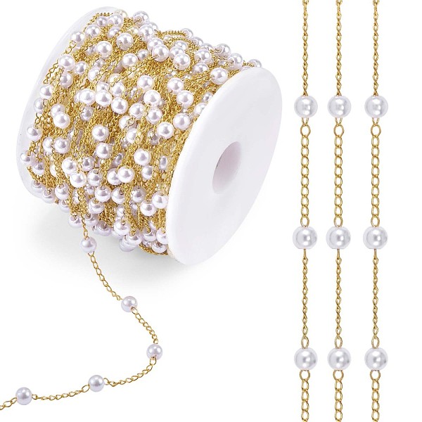 PandaHall Plastic Pearl Beaded Chain, with Brass Curb Chains, Soldered, with Spool, Golden, 4mm, about 32.81 Feet(10m)/Roll Plastic
PandaHall Plastic Pearl Beaded Chain, with Brass Curb Chains, Soldered, with Spool, Golden, 4mm, about 32.81 Feet(10m)/Roll Plastic