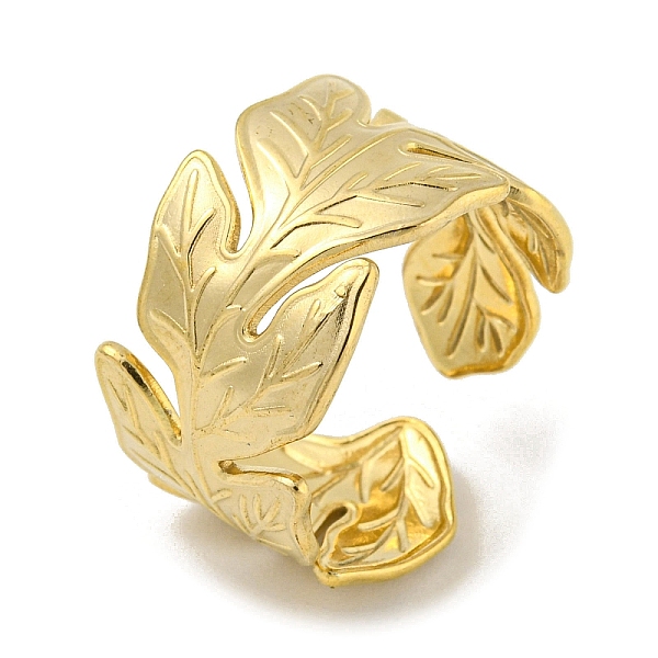 PandaHall 304 Stainless Steel Open Cuff Ring, Leaf, Golden, Inner Diameter: 18mm 304 Stainless Steel Leaf
PandaHall 304 Stainless Steel Open Cuff Ring, Leaf, Golden, Inner Diameter: 18mm 304 Stainless Steel Leaf