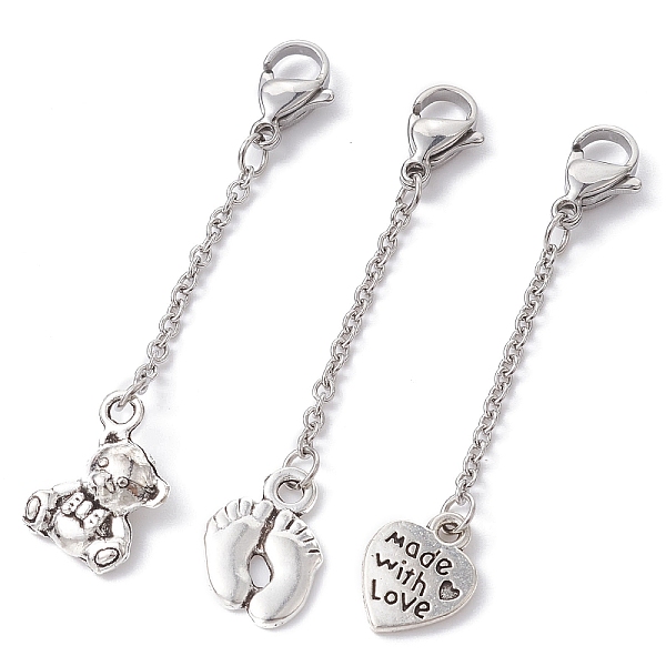 PandaHall Tibetan Style Alloy Pendant Decoration, with 304 Stainless Steel Lobster Claw Clasps, Heart/Bear/Footprint, Antique Silver &...
PandaHall Tibetan Style Alloy Pendant Decoration, with 304 Stainless Steel Lobster Claw Clasps, Heart/Bear/Footprint, Antique Silver &...