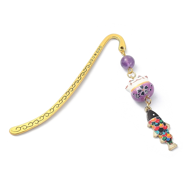 PandaHall Japanese Style Maneki-neko Bookmark, Lucky Cat & Fish Pendant Bookmark with Natural Round Amethyst, Alloy Hook Bookmarks, 84mm...
PandaHall Japanese Style Maneki-neko Bookmark, Lucky Cat & Fish Pendant Bookmark with Natural Round Amethyst, Alloy Hook Bookmarks, 84mm...