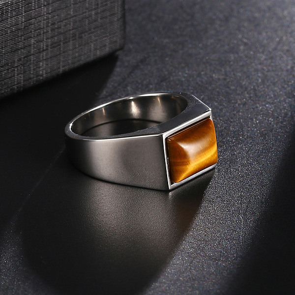 PandaHall Rectangle Natural Tiger Eye Finger Ring, Alloy Jewelry, Platinum, Inner Diameter: 19mm Tiger Eye Rectangle
PandaHall Rectangle Natural Tiger Eye Finger Ring, Alloy Jewelry, Platinum, Inner Diameter: 19mm Tiger Eye Rectangle