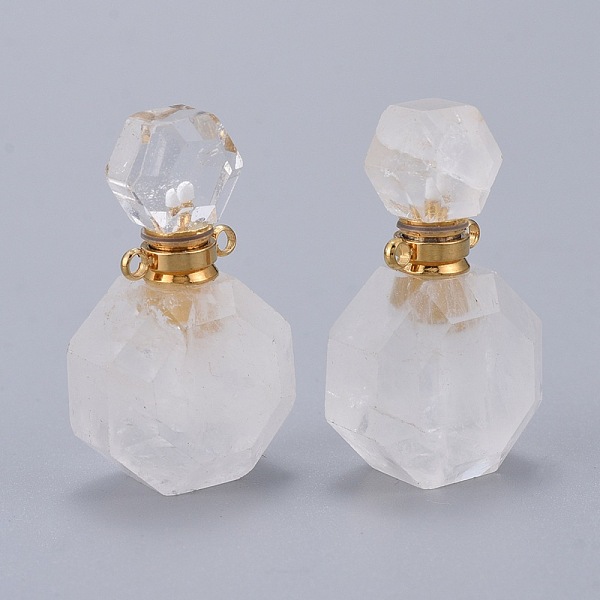 PandaHall Faceted Natural Quartz Crystal Openable Perfume Bottle Pendants, Rock Crystal, with 304 Stainless Steel Findings, Golden...
PandaHall Faceted Natural Quartz Crystal Openable Perfume Bottle Pendants, Rock Crystal, with 304 Stainless Steel Findings, Golden...