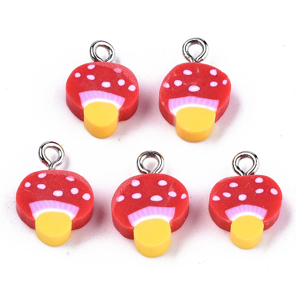 PandaHall Handmade Polymer Clay Charms, with Platinum Tone Iron Findings, Mushroom, Red, 14~15x10x4mm, Hole: 1.8mm Polymer Clay Mushroom Red
PandaHall Handmade Polymer Clay Charms, with Platinum Tone Iron Findings, Mushroom, Red, 14~15x10x4mm, Hole: 1.8mm Polymer Clay Mushroom Red