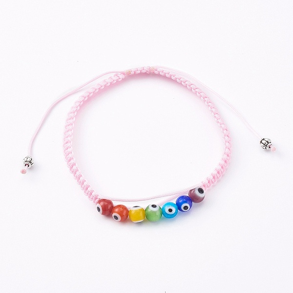 PandaHall Chakra Jewelry, Adjustable Nylon Cord Braided Bead Bracelet, with Evil Eye Lampwork Round Beads and Alloy Spacer Beads, Pink...
PandaHall Chakra Jewelry, Adjustable Nylon Cord Braided Bead Bracelet, with Evil Eye Lampwork Round Beads and Alloy Spacer Beads, Pink...