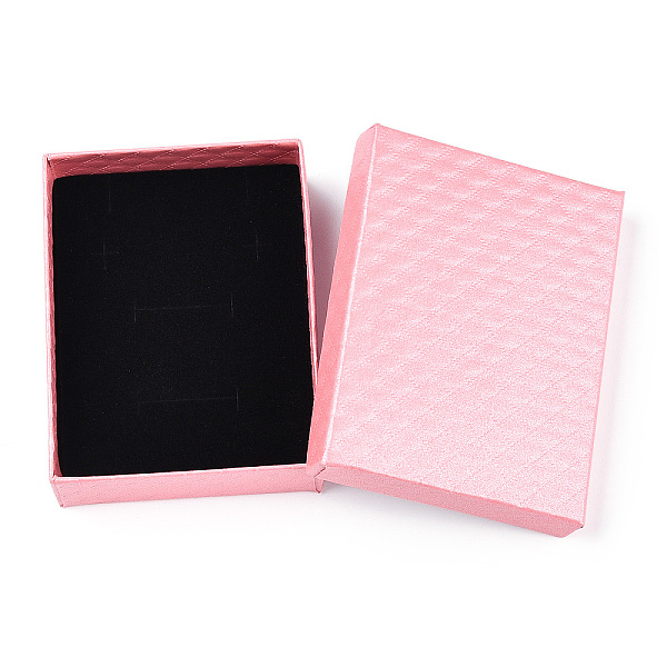 PandaHall Rhombus Textured Cardboard Jewelry Boxes, with Black Sponge, for Jewelry Gift Packaging, Rectangle, Pink, 9x7x2.6cm; Inside...
PandaHall Rhombus Textured Cardboard Jewelry Boxes, with Black Sponge, for Jewelry Gift Packaging, Rectangle, Pink, 9x7x2.6cm; Inside...