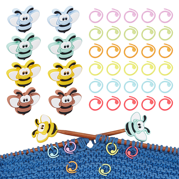 PandaHall Bees Silicone Knitting Needle Point Protectors, Knitting Needle Stoppers with Zinc Alloy Stitch Markers, Mixed Color, Stoppers..., Multicolor 
PandaHall Bees Silicone Knitting Needle Point Protectors, Knitting Needle Stoppers with Zinc Alloy Stitch Markers, Mixed Color, Stoppers..., Multicolor
