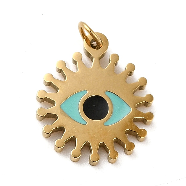 PandaHall 304 Stainless Steel Charms, with Enamel and Jump Ring, Real 14K Gold Plated, Sun with Eye Charm, Turquoise, 11.8x10x1.1mm, Hole..., Green
PandaHall 304 Stainless Steel Charms, with Enamel and Jump Ring, Real 14K Gold Plated, Sun with Eye Charm, Turquoise, 11.8x10x1.1mm, Hole..., Green