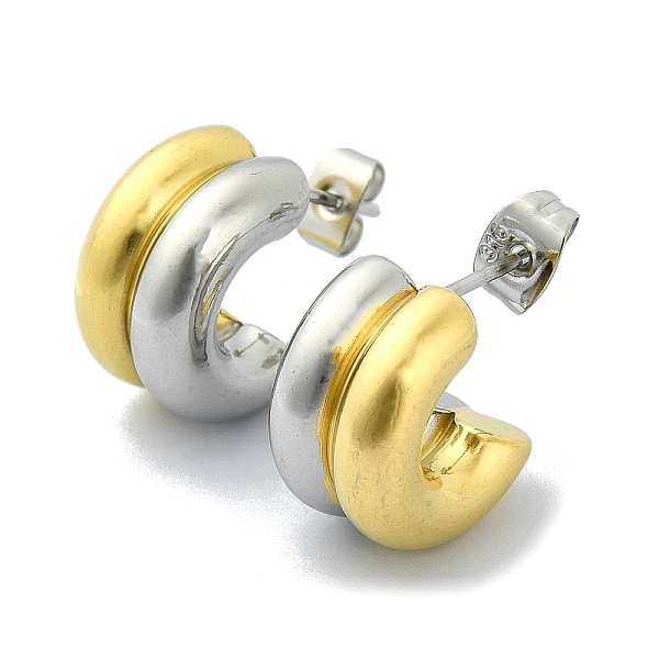 PandaHall Ion Plating(IP) 304 Stainless Steel Ring Stud Earrings, Two Tone Half Hoop Earrings, Golden & Stainless Steel Color, 15x9mm 304...
PandaHall Ion Plating(IP) 304 Stainless Steel Ring Stud Earrings, Two Tone Half Hoop Earrings, Golden & Stainless Steel Color, 15x9mm 304...