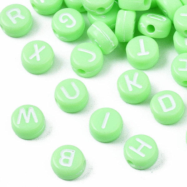 PandaHall Opaque Acrylic Beads, Horizontal Hole, Mixed Letters, Flat Round with Letter, Random Letters, Pale Green, 7x4mm, Hole: 1.5mm...
PandaHall Opaque Acrylic Beads, Horizontal Hole, Mixed Letters, Flat Round with Letter, Random Letters, Pale Green, 7x4mm, Hole: 1.5mm...