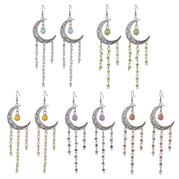 PandaHall Tibetan Style Alloy Hollow Moon Chandelier Earrings, Natural Mixed Gemstone Tassel Long Drop Earrings, 115~120x31mm Mixed Stone...
PandaHall Tibetan Style Alloy Hollow Moon Chandelier Earrings, Natural Mixed Gemstone Tassel Long Drop Earrings, 115~120x31mm Mixed Stone...