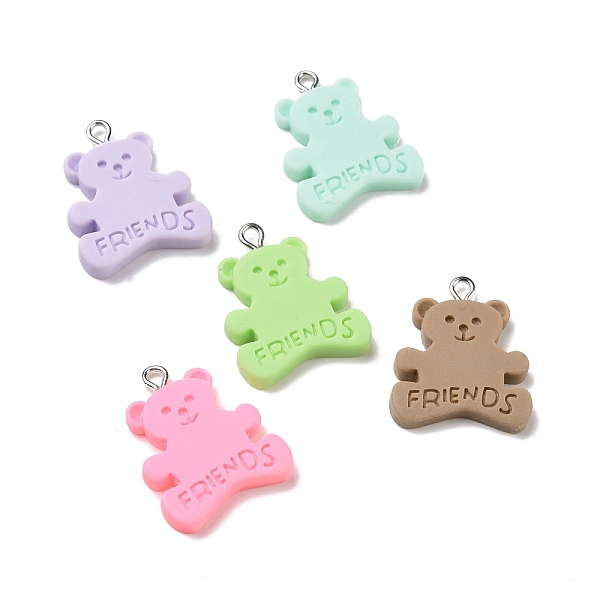 PandaHall Opaque Resin Pendants, with Platinum Plated Iron Loops, Bear Charm with Word Friends, Mixed Color, 27x21x4mm, Hole: 2.5mm..., Multicolor
PandaHall Opaque Resin Pendants, with Platinum Plated Iron Loops, Bear Charm with Word Friends, Mixed Color, 27x21x4mm, Hole: 2.5mm..., Multicolor