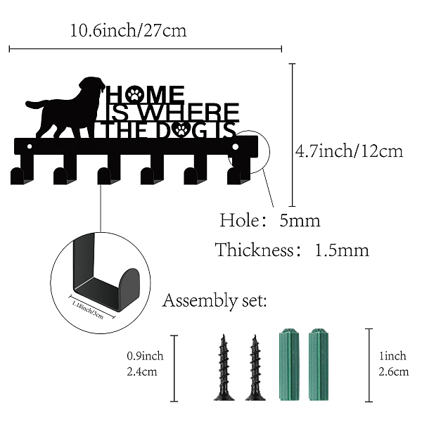 PandaHall Iron Wall Mounted Hook Hangers, Decorative Organizer Rack with 6 Hooks, for Bag Clothes Key Scarf Hanging Holder, Dog with Phrase...
PandaHall Iron Wall Mounted Hook Hangers, Decorative Organizer Rack with 6 Hooks, for Bag Clothes Key Scarf Hanging Holder, Dog with Phrase...