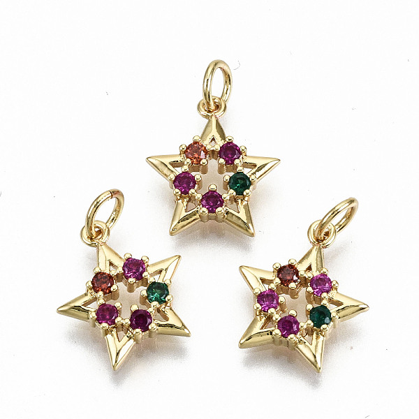 PandaHall Brass Micro Pave Colorful Cubic Zirconia Charms, with Jump Rings, Nickel Free, Star, Real 16K Gold Plated, 14x12x3mm, Jump Ring...
PandaHall Brass Micro Pave Colorful Cubic Zirconia Charms, with Jump Rings, Nickel Free, Star, Real 16K Gold Plated, 14x12x3mm, Jump Ring...